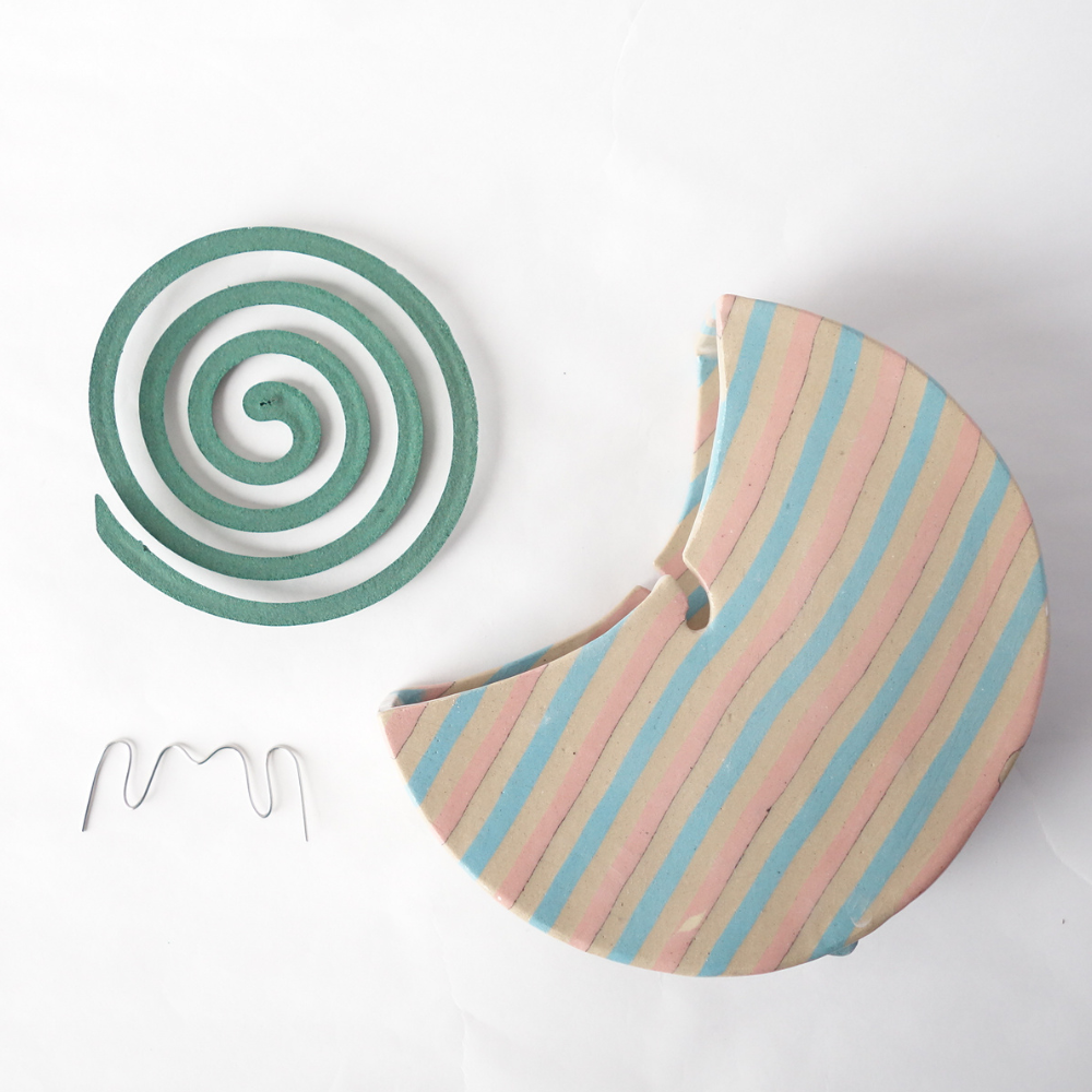 Nerikomi Pink and Blue Stripes Mosquito Coil Holder