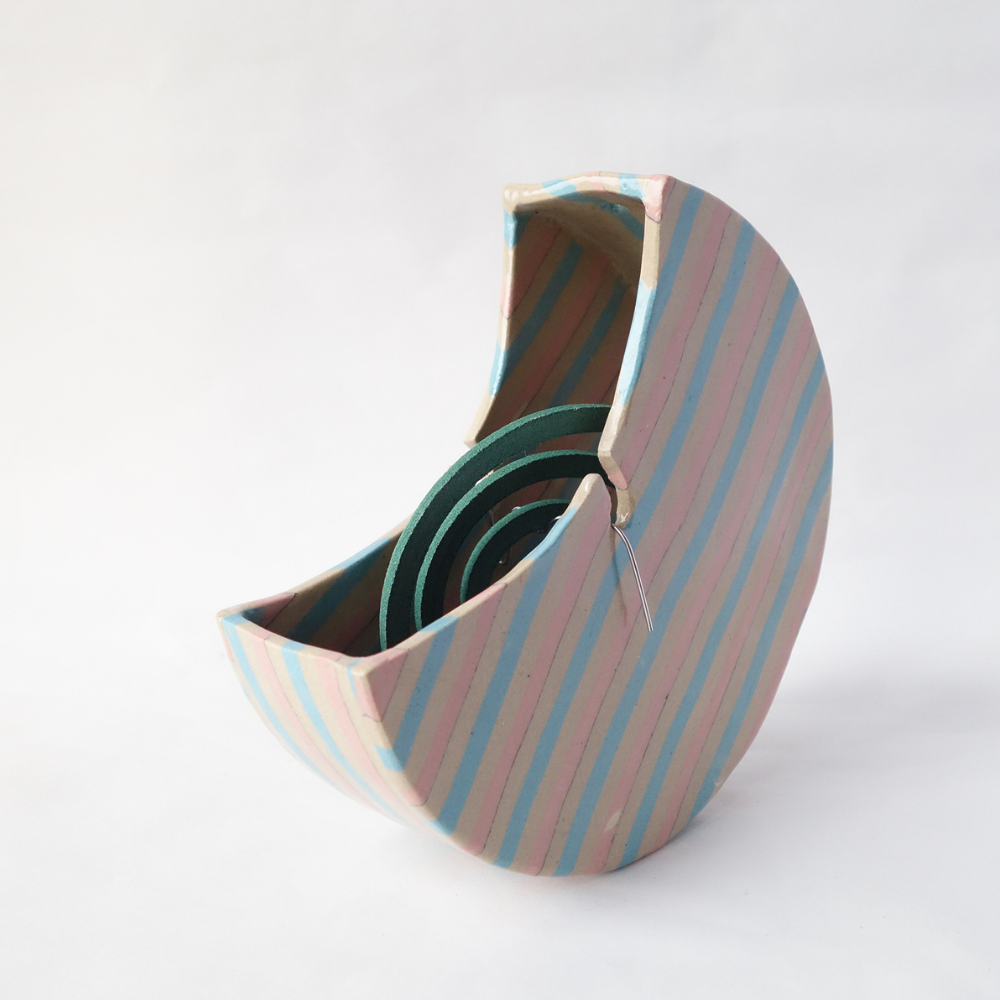 Nerikomi Pink and Blue Stripes Mosquito Coil Holder