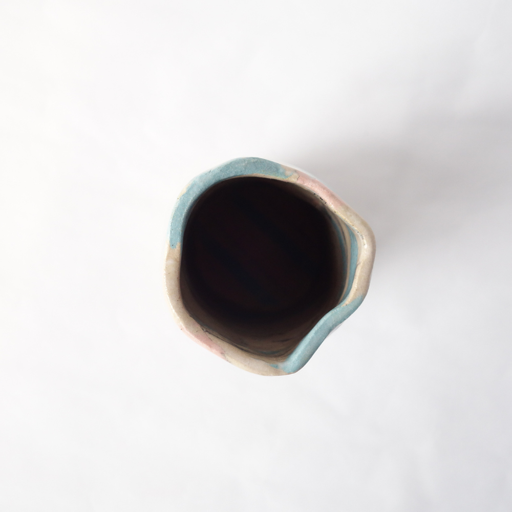 Nerikomi Pink and Blue Stripes Flower Vase