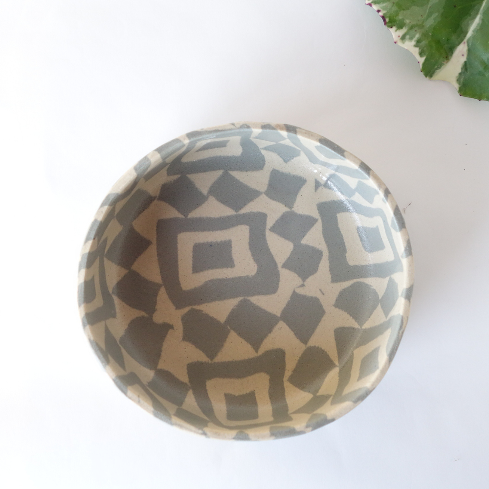 Nerikomi Blue Tile Pattern Round Bowl