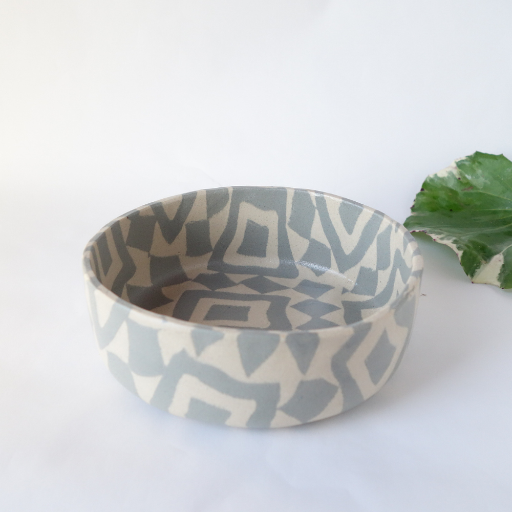 Nerikomi Blue Tile Pattern Round Bowl