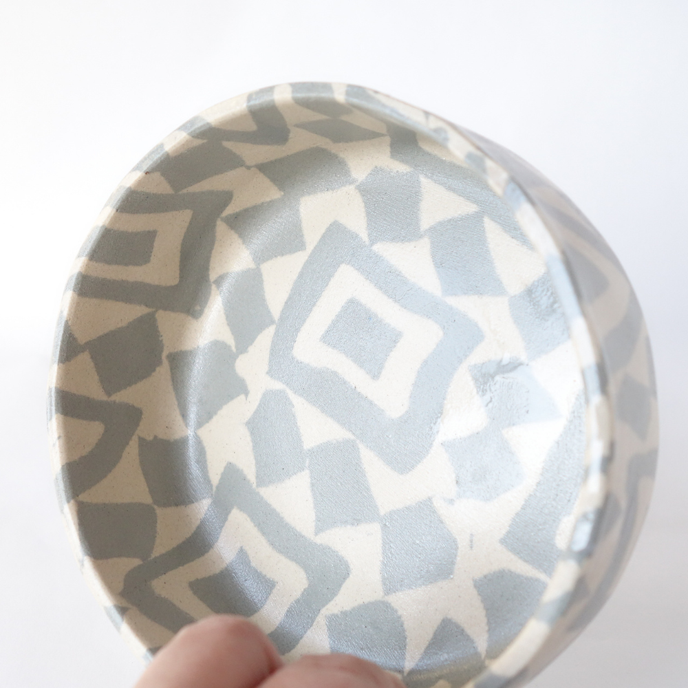 Nerikomi Blue Tile Pattern Round Bowl