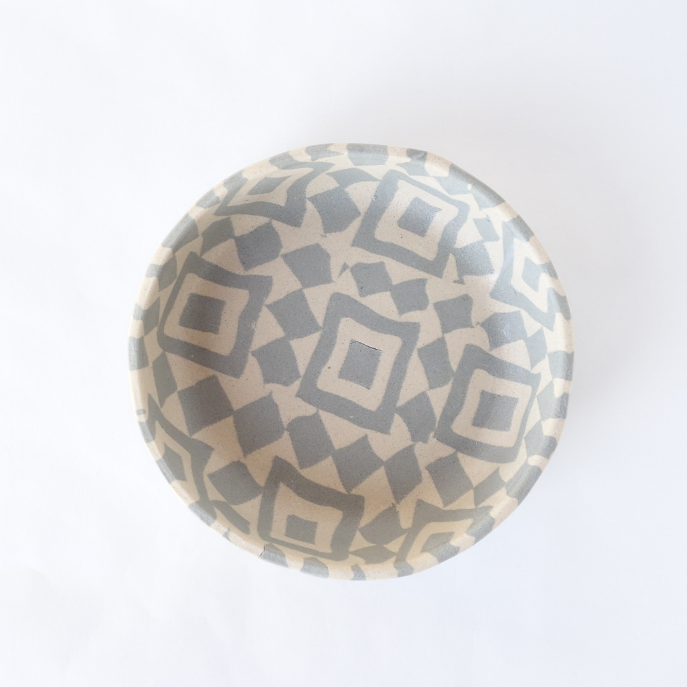 Nerikomi Blue Tile Pattern Round Bowl