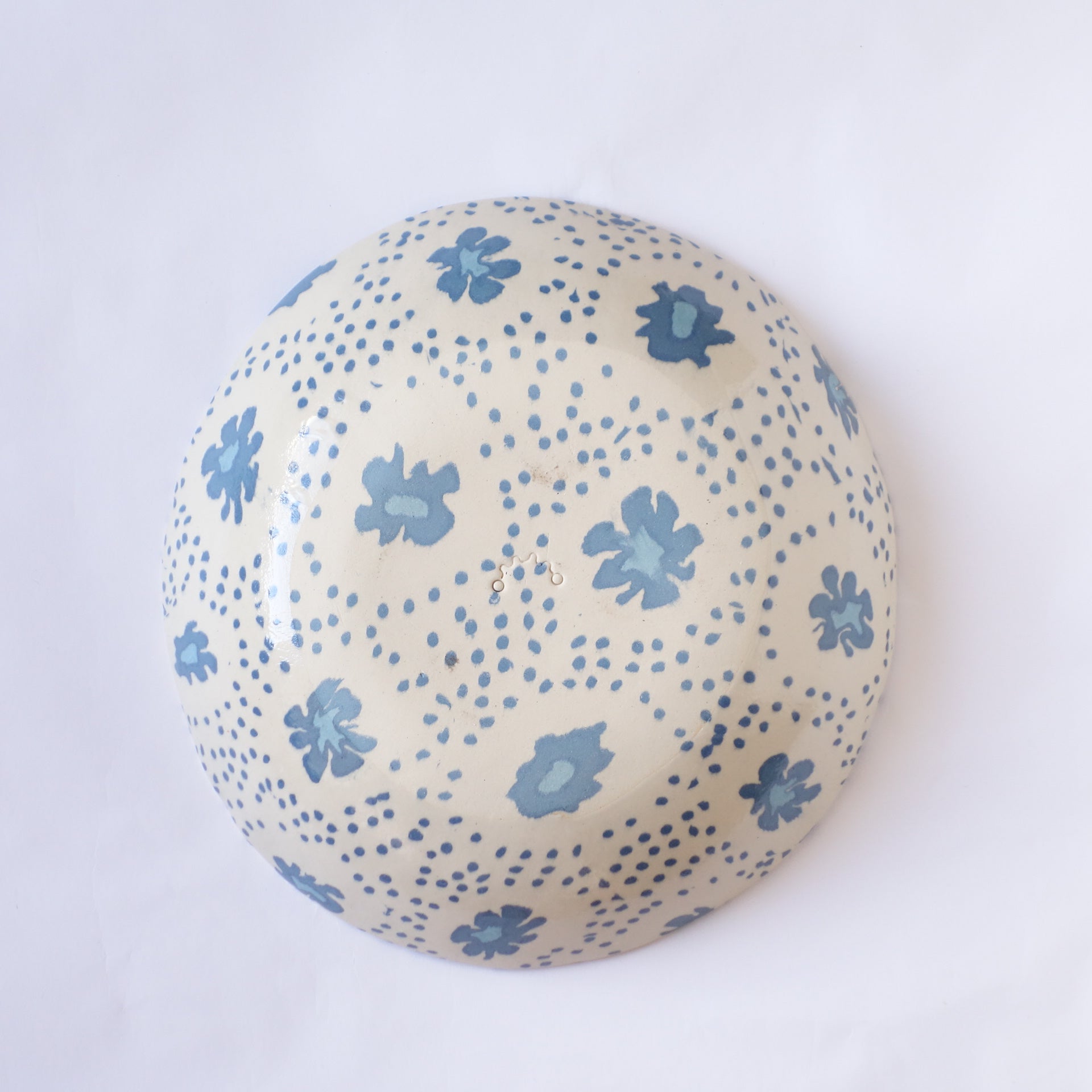 Nerikomi Nostalgic Blue Flower Fabric Pattern Bowl
