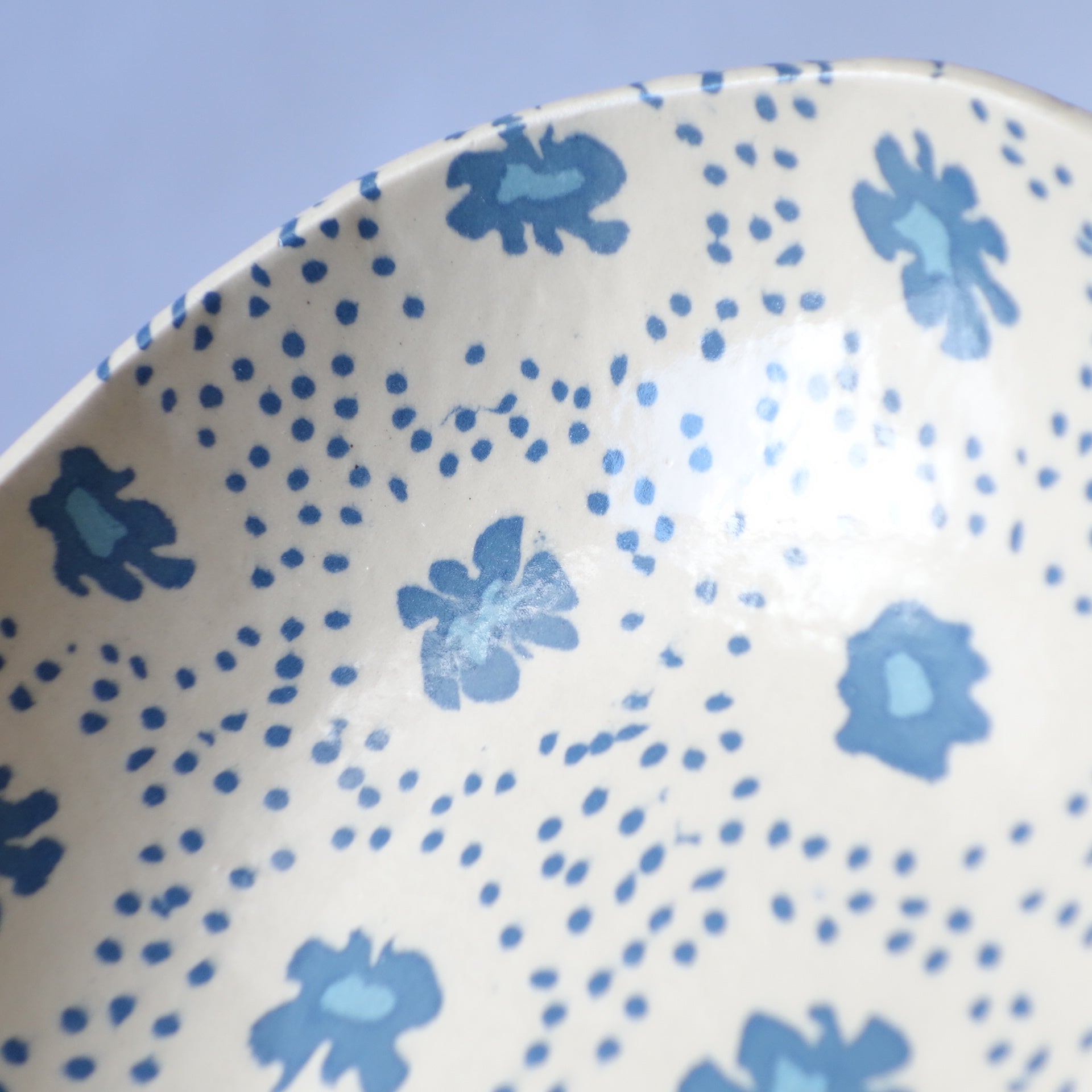 Nerikomi Nostalgic Blue Flower Fabric Pattern Bowl