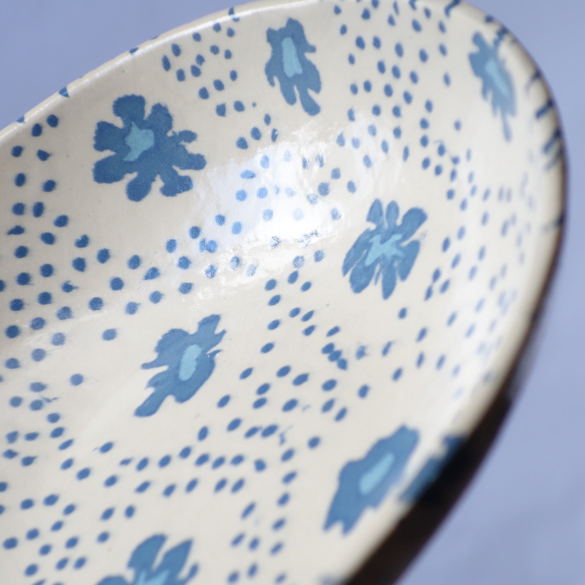 Nerikomi Nostalgic Blue Flower Fabric Pattern Bowl