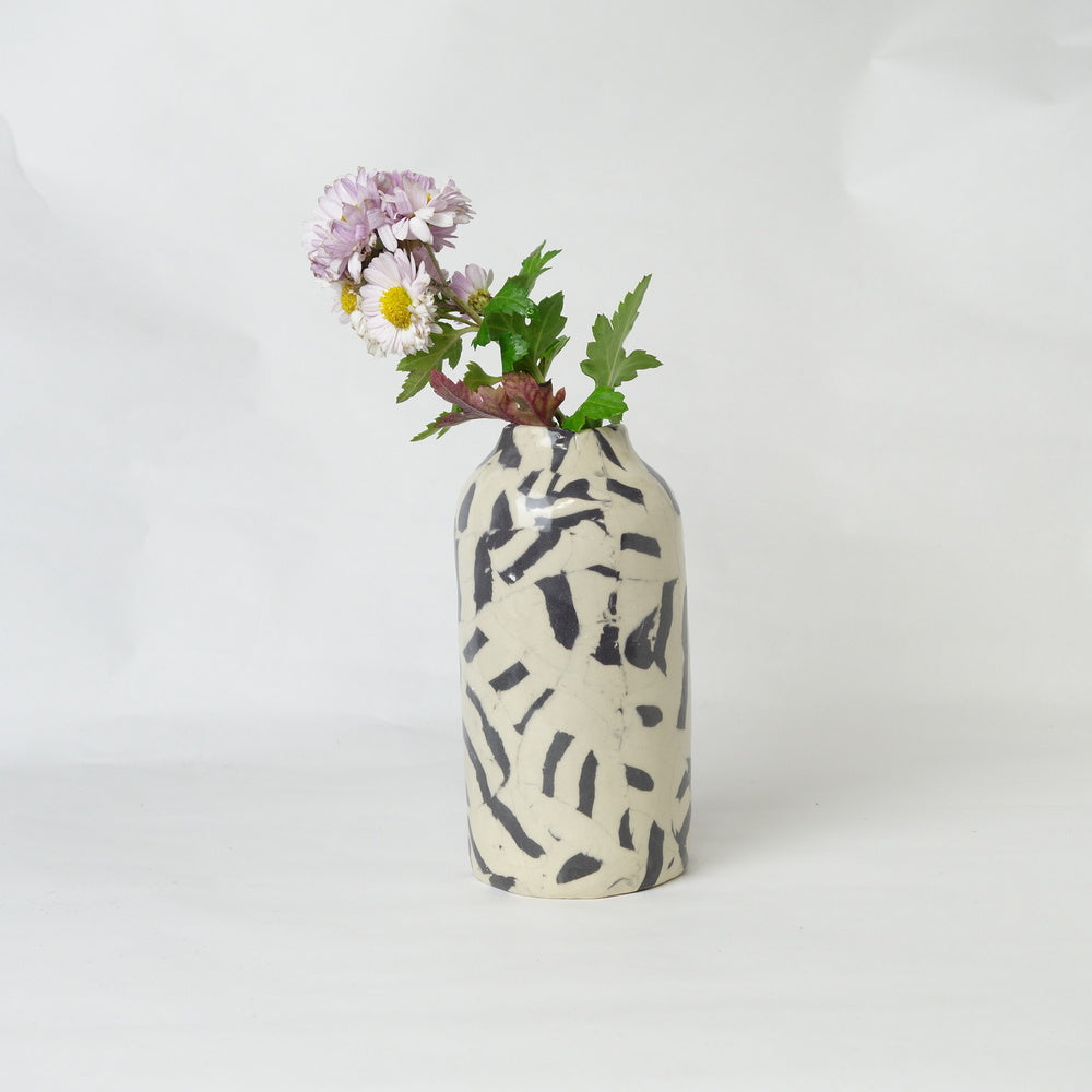Nerikomi Pottery Flower Vase BW