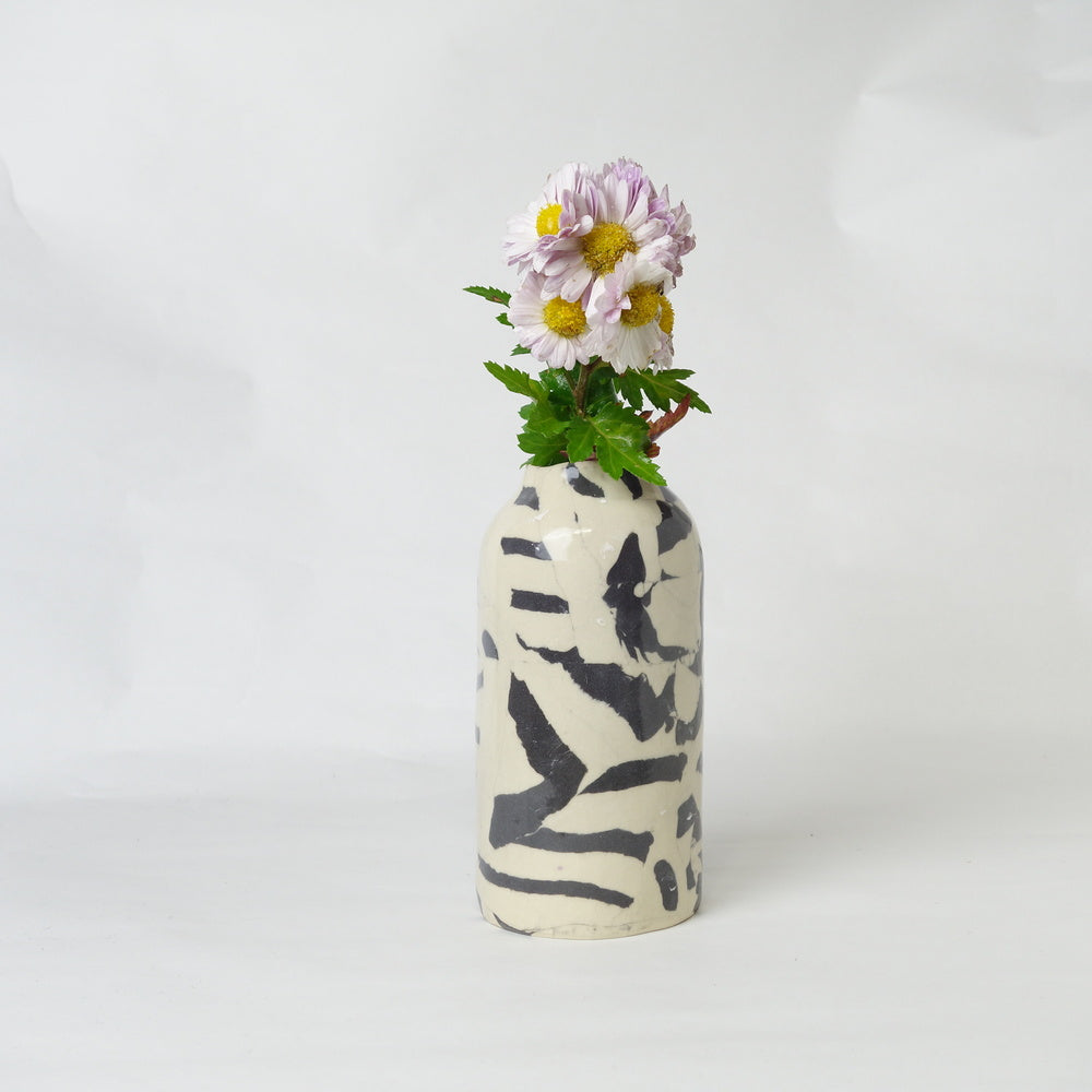 Nerikomi Pottery Flower Vase BW